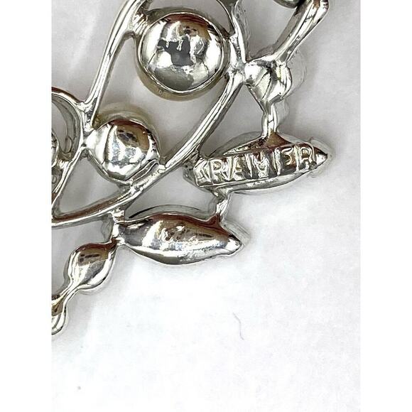 Kramer of NY Bracelet Vintage Silver Tone Faux Pearls Rhinestones 6.5” - Picture 5 of 14